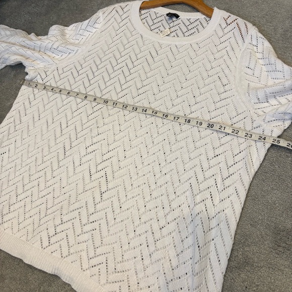 NWT Talbots Plus 3X Sweater Pointelle Round Neck White - Picture 7 of 9